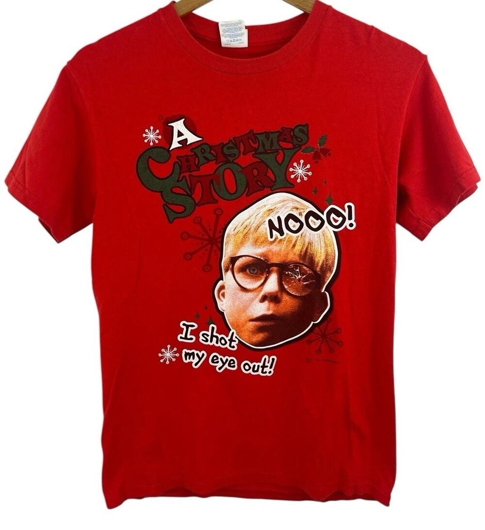 A Christmas Story Red Tee T Shirt Small I Shot My Eye Out Gildan Soft Style